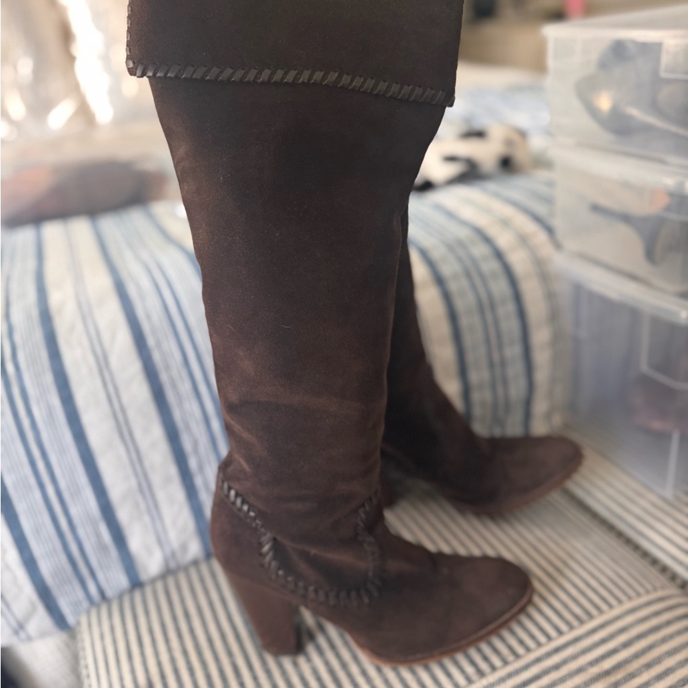 Kors by Michael Kors Sophisticated Brown Tall Boots with Chunky Heel